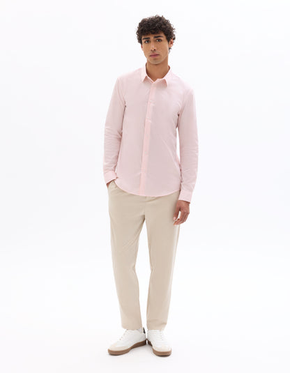 Slim-Fit Stretch Cotton Shirt - Pink — view 3