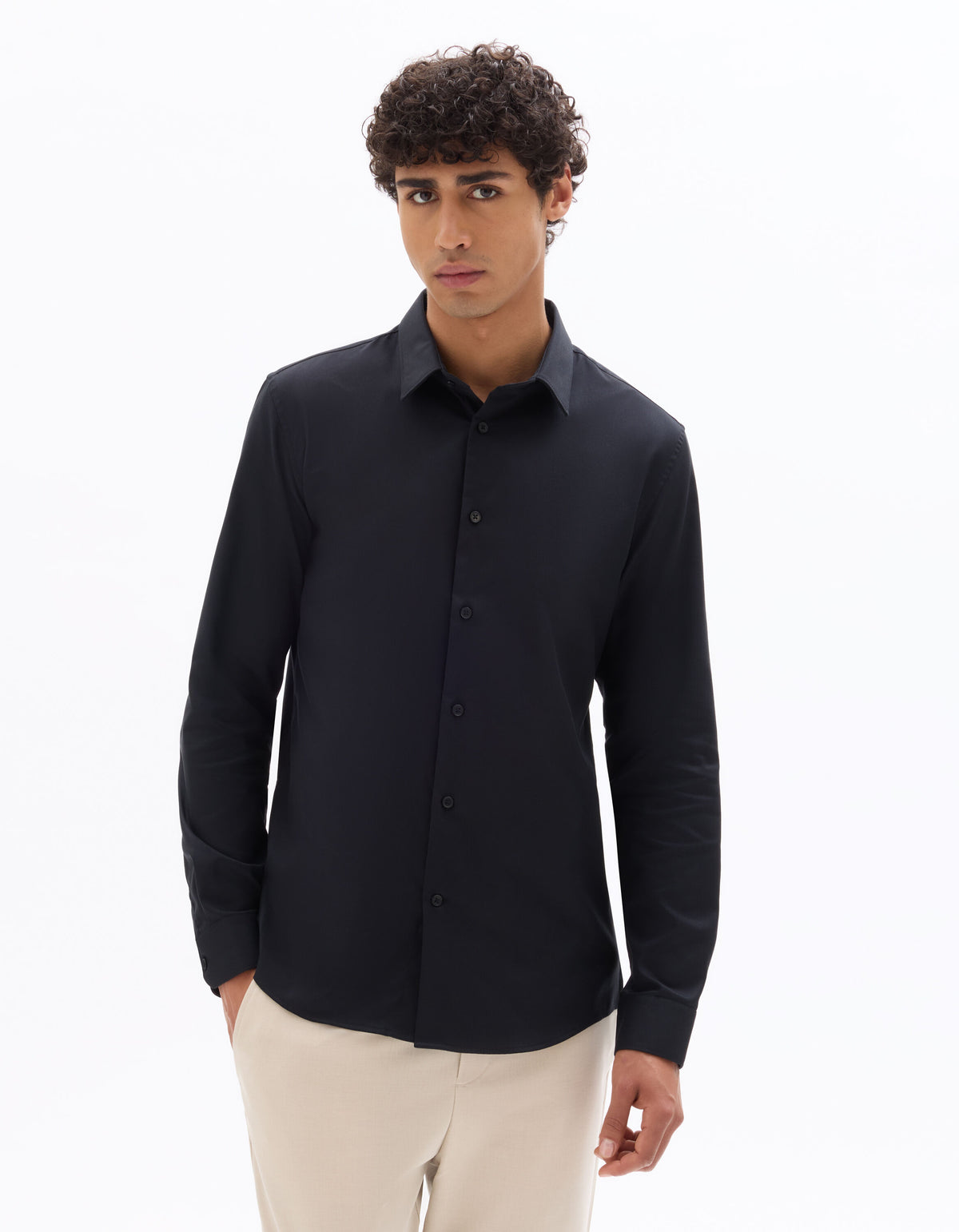 Slim-Fit Royal Oxford Shirt - Black — view 2