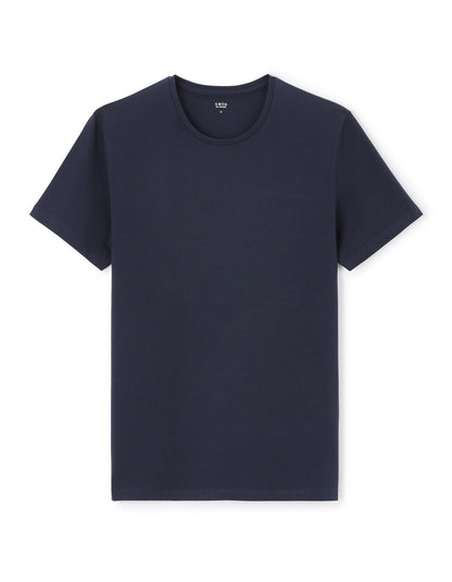 Slim-Fit Stretch Cotton Crew-Neck T-Shirt - Navy — view 1