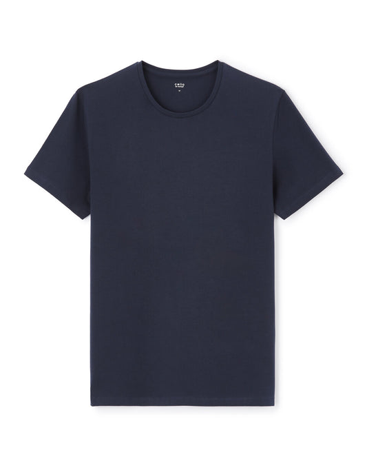 Slim-Fit Stretch Cotton Crew-Neck T-Shirt - Navy — view 1