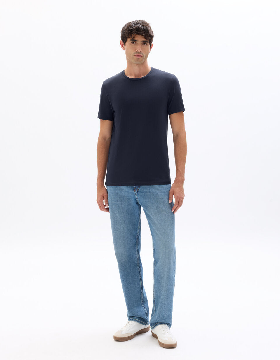 Slim-Fit Stretch Cotton Crew-Neck T-Shirt - Navy — view 3