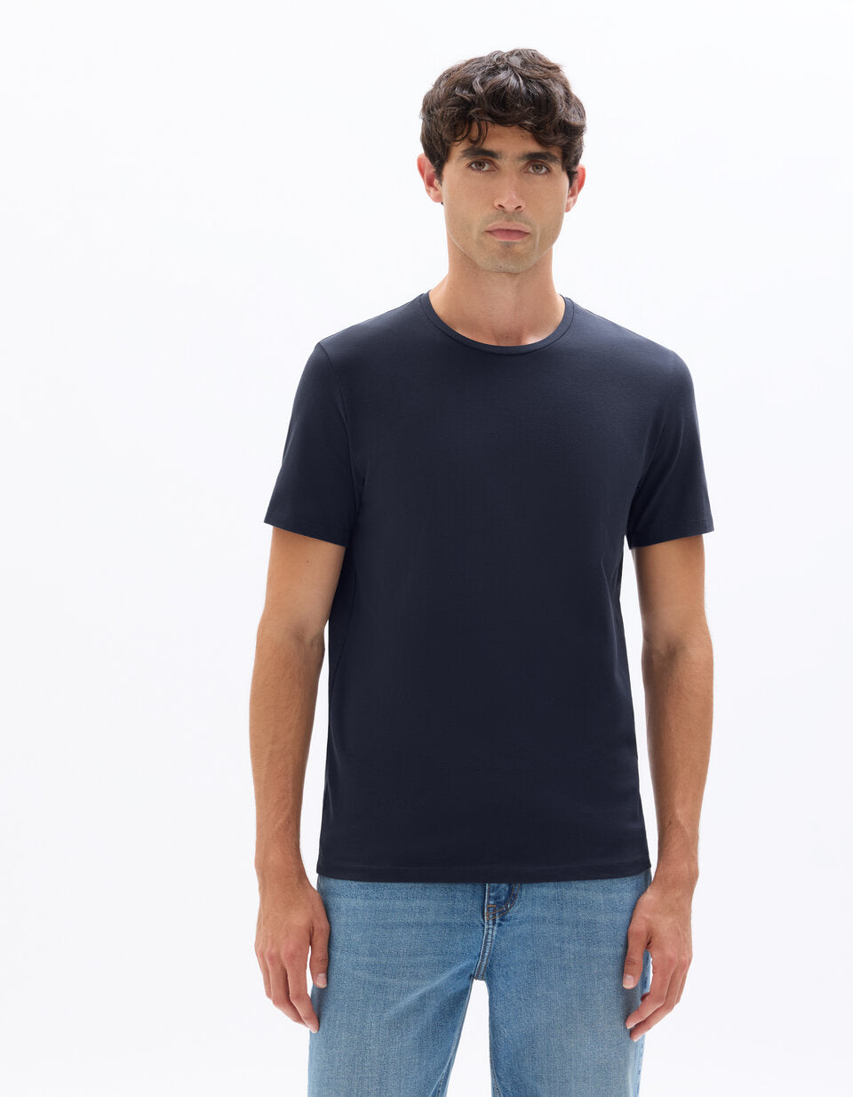Slim-Fit Stretch Cotton Crew-Neck T-Shirt - Navy — view 2