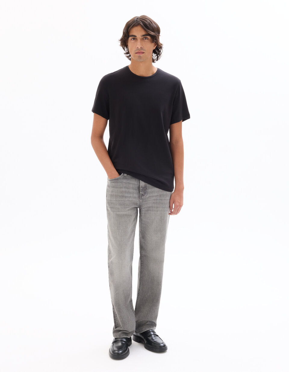 Slim-Fit Stretch Cotton Crew-Neck T-Shirt - Black — view 2