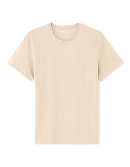 Slim-Fit Stretch Cotton Crew-Neck T-Shirt - Light Beige — view 1