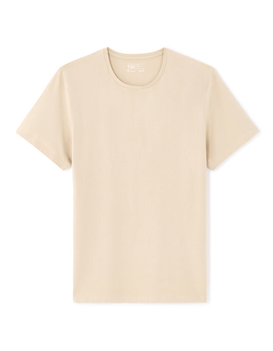 Slim-Fit Stretch Cotton Crew-Neck T-Shirt - Light Beige — view 1