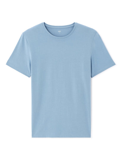 Slim-Fit Stretch Cotton Crew-Neck T-Shirt - Washed Blue — view 1