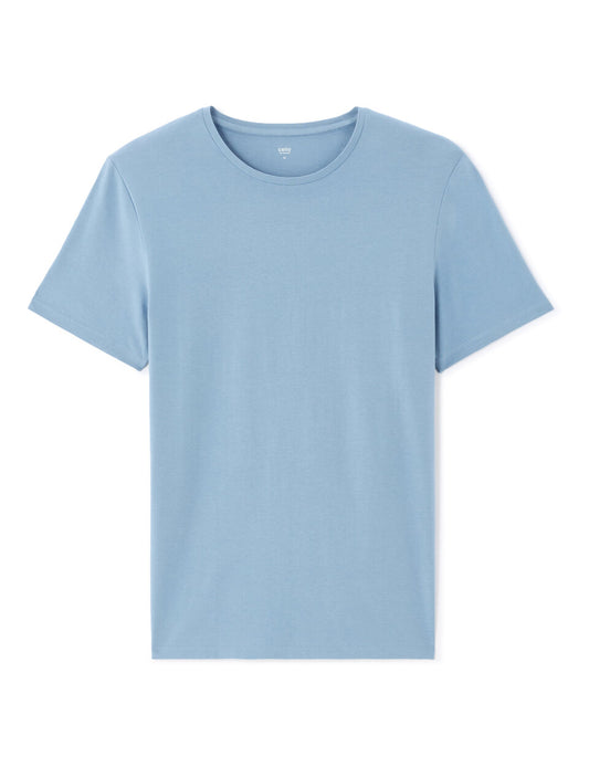 Slim-Fit Stretch Cotton Crew-Neck T-Shirt - Washed Blue — view 1