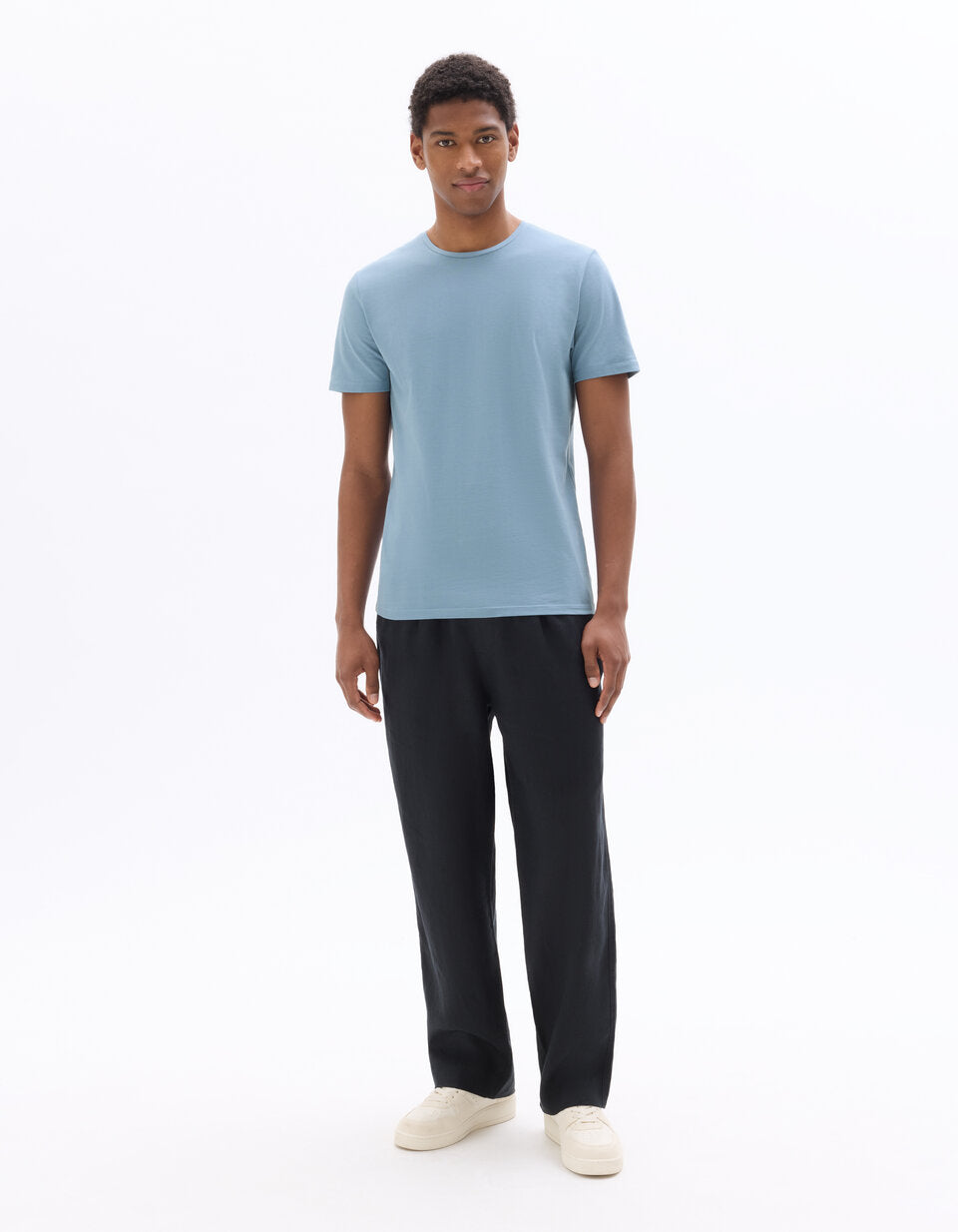 Slim-Fit Stretch Cotton Crew-Neck T-Shirt - Washed Blue — view 2