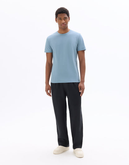 Slim-Fit Stretch Cotton Crew-Neck T-Shirt - Washed Blue — view 2