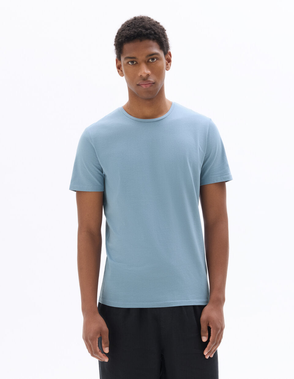 Slim-Fit Stretch Cotton Crew-Neck T-Shirt - Washed Blue — view 3
