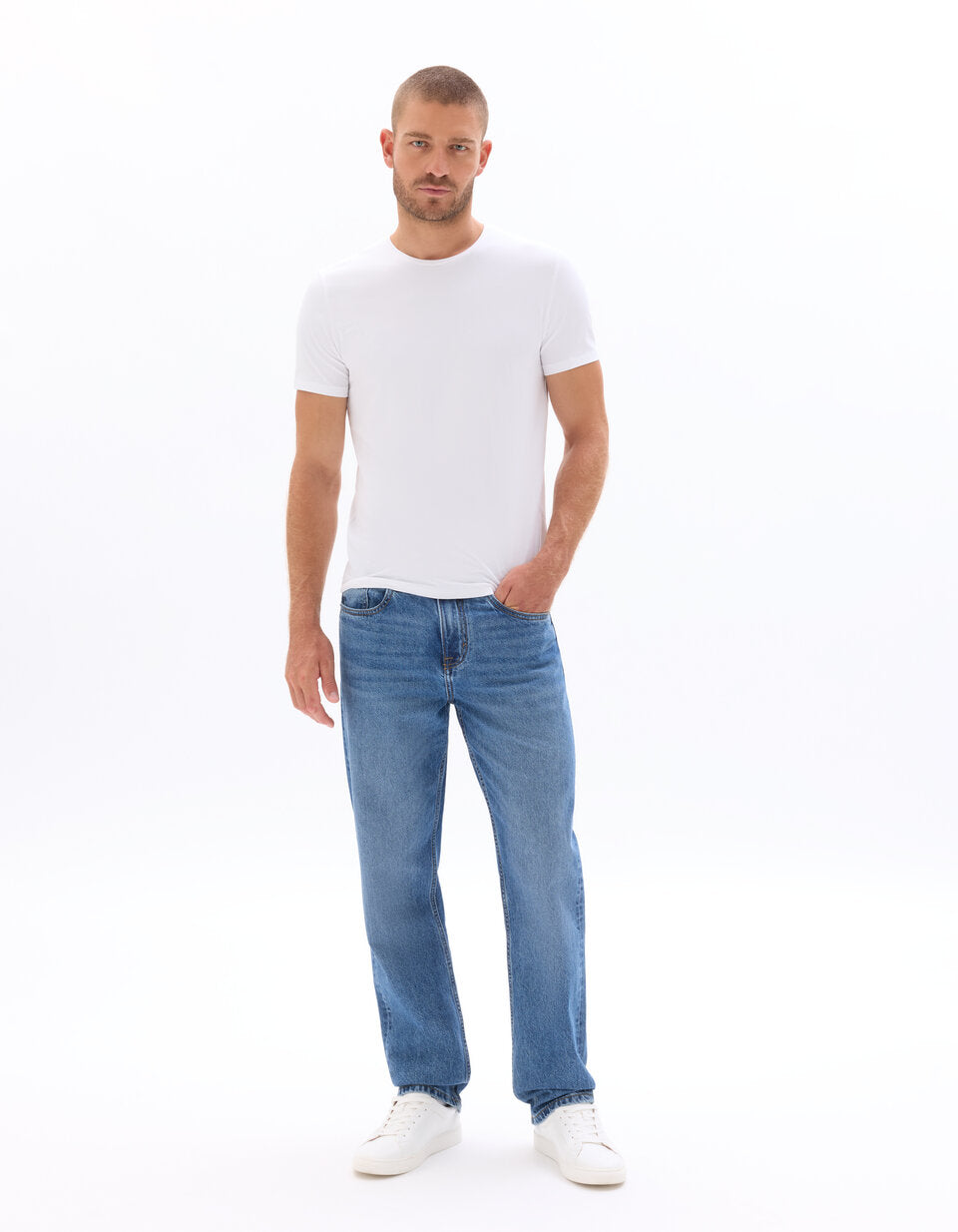 Slim-Fit Stretch Cotton Crew-Neck T-Shirt - White — view 3