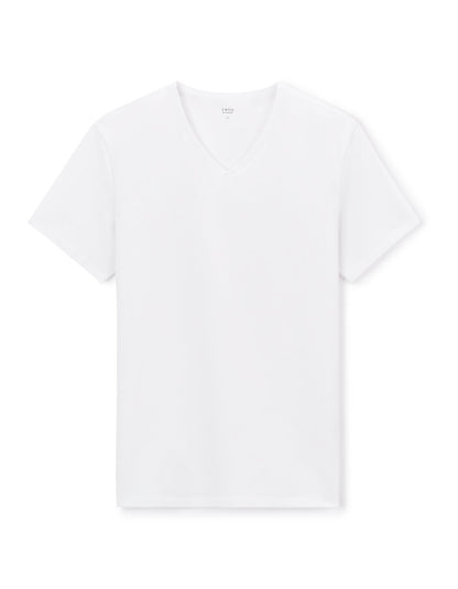Slim-Fit Stretch Cotton V-Neck T-Shirt - White — view 1