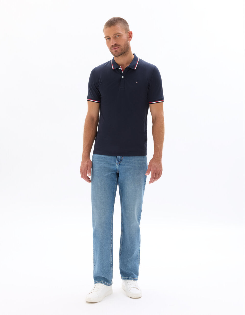 Slim-Fit Stretch Cotton Pique Polo Shirt - Navy — view 3