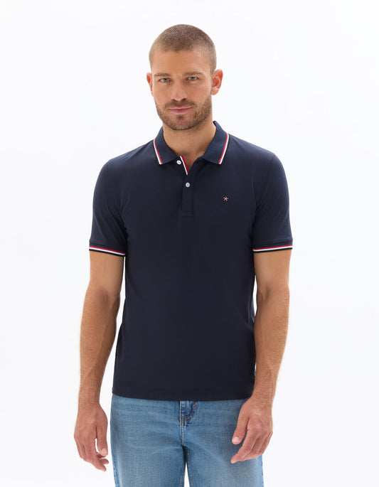 Slim-Fit Stretch Cotton Pique Polo Shirt - Navy — view 2