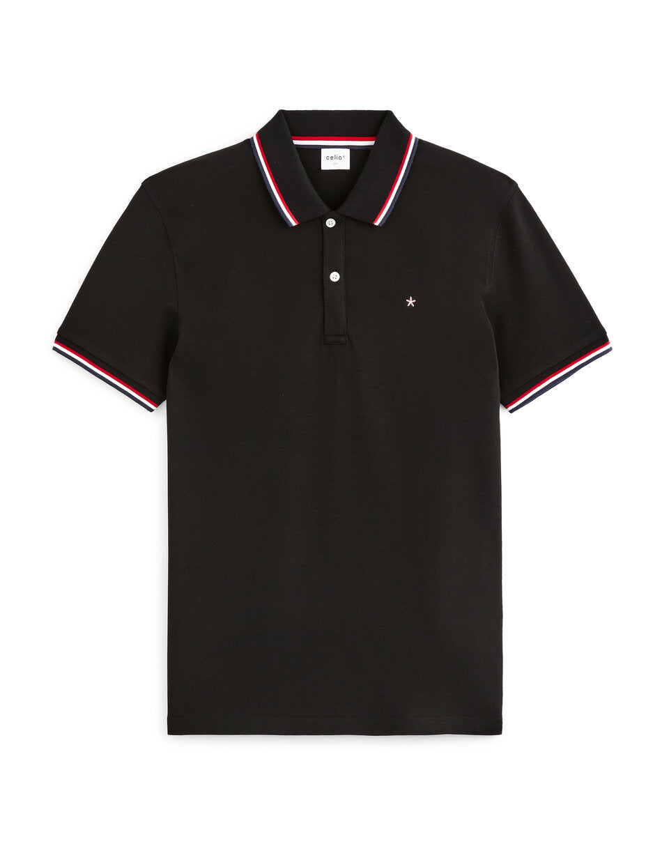 Slim-Fit Stretch Cotton Pique Polo Shirt - Black — view 1