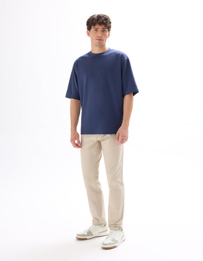 Slim-Fit Stretch Cotton Chinos, Standard Length - Light Beige — view 3
