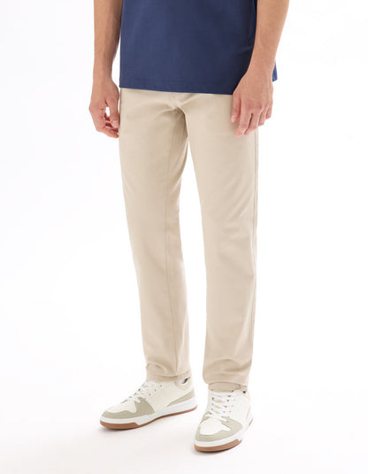 Slim-Fit Stretch Cotton Chinos, Standard Length - Light Beige — view 2