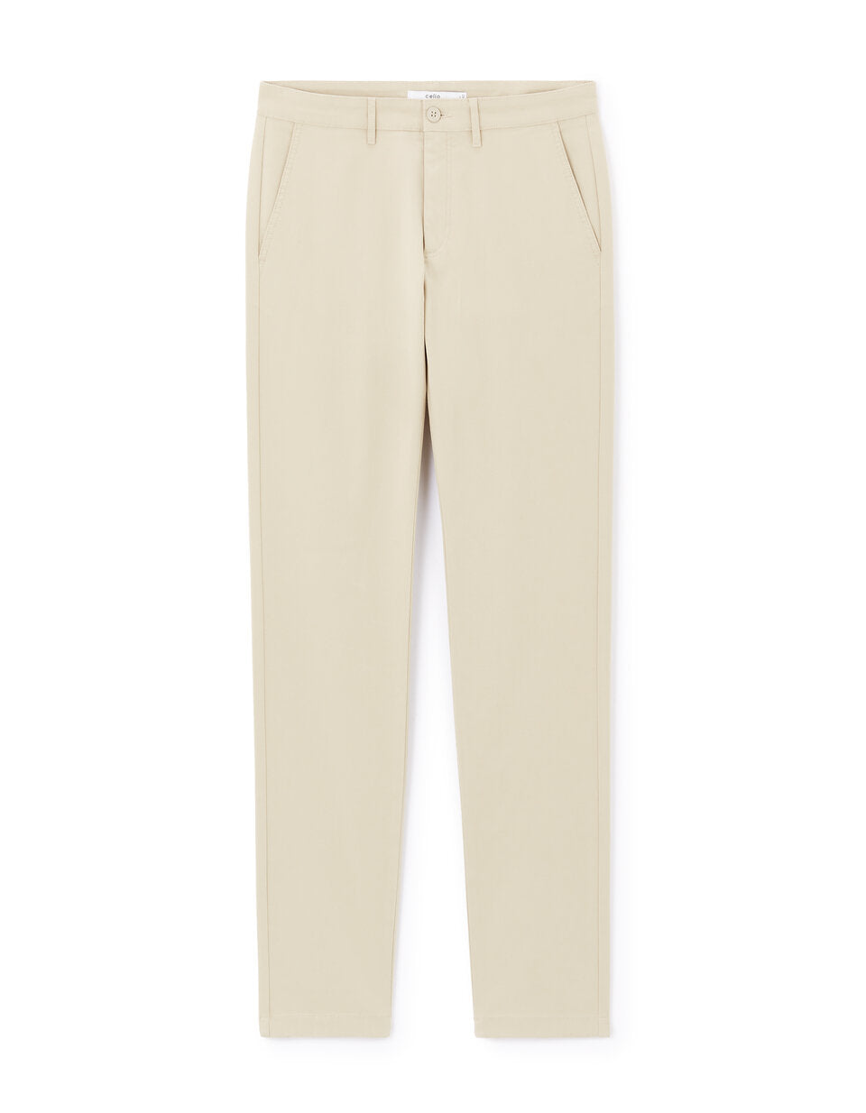 Slim-Fit Stretch Cotton Chinos, Standard Length - Light Beige — view 1