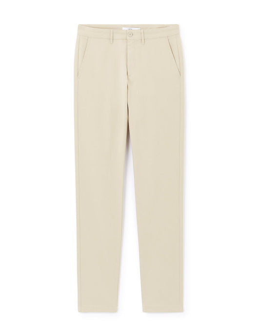Slim-Fit Stretch Cotton Chinos, Standard Length - Light Beige — view 1