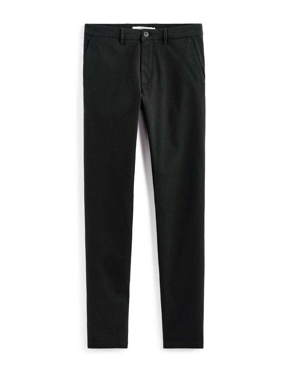Slim-Fit Stretch Cotton Chinos, Standard Length - Black — view 1