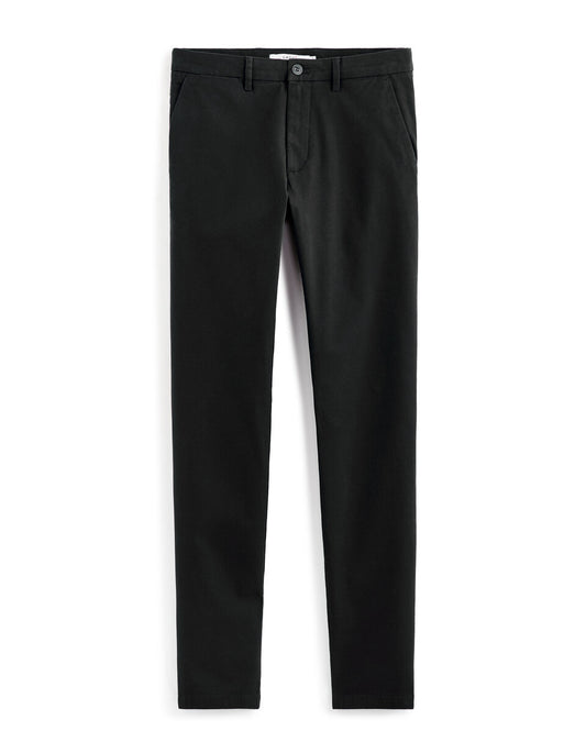 Slim-Fit Stretch Cotton Chinos, Standard Length - Black — view 1