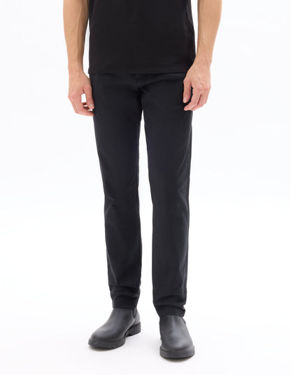 Slim-Fit Stretch Cotton Chinos, Standard Length - Black — view 2