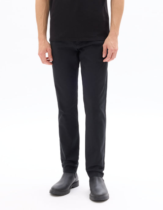 Slim-Fit Stretch Cotton Chinos, Standard Length - Black — view 2