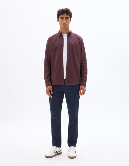 Slim-Fit Stretch Cotton Chinos, Standard Length - Navy — view 3