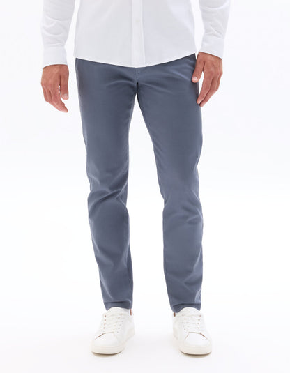 Slim-Fit Stretch Cotton Chinos, Standard Length - Blue Grey — view 3