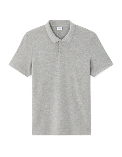 Regular-Fit Pure Cotton Pique Polo Shirt - Grey — view 1