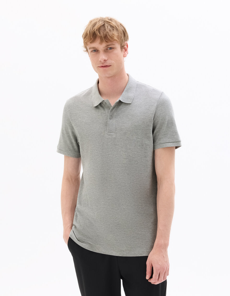 Regular-Fit Pure Cotton Pique Polo Shirt - Grey — view 2