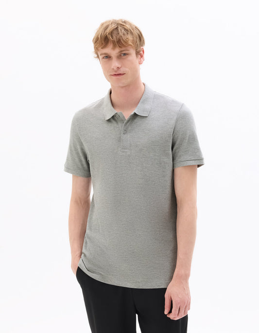 Regular-Fit Pure Cotton Pique Polo Shirt - Grey — view 2