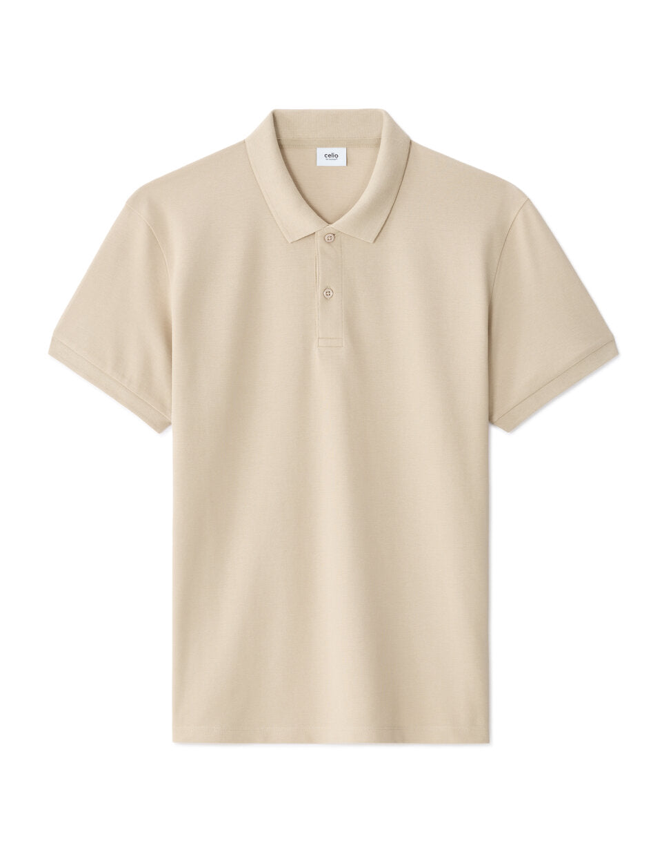 Regular-Fit Pure Cotton Pique Polo Shirt - Light Beige — view 1
