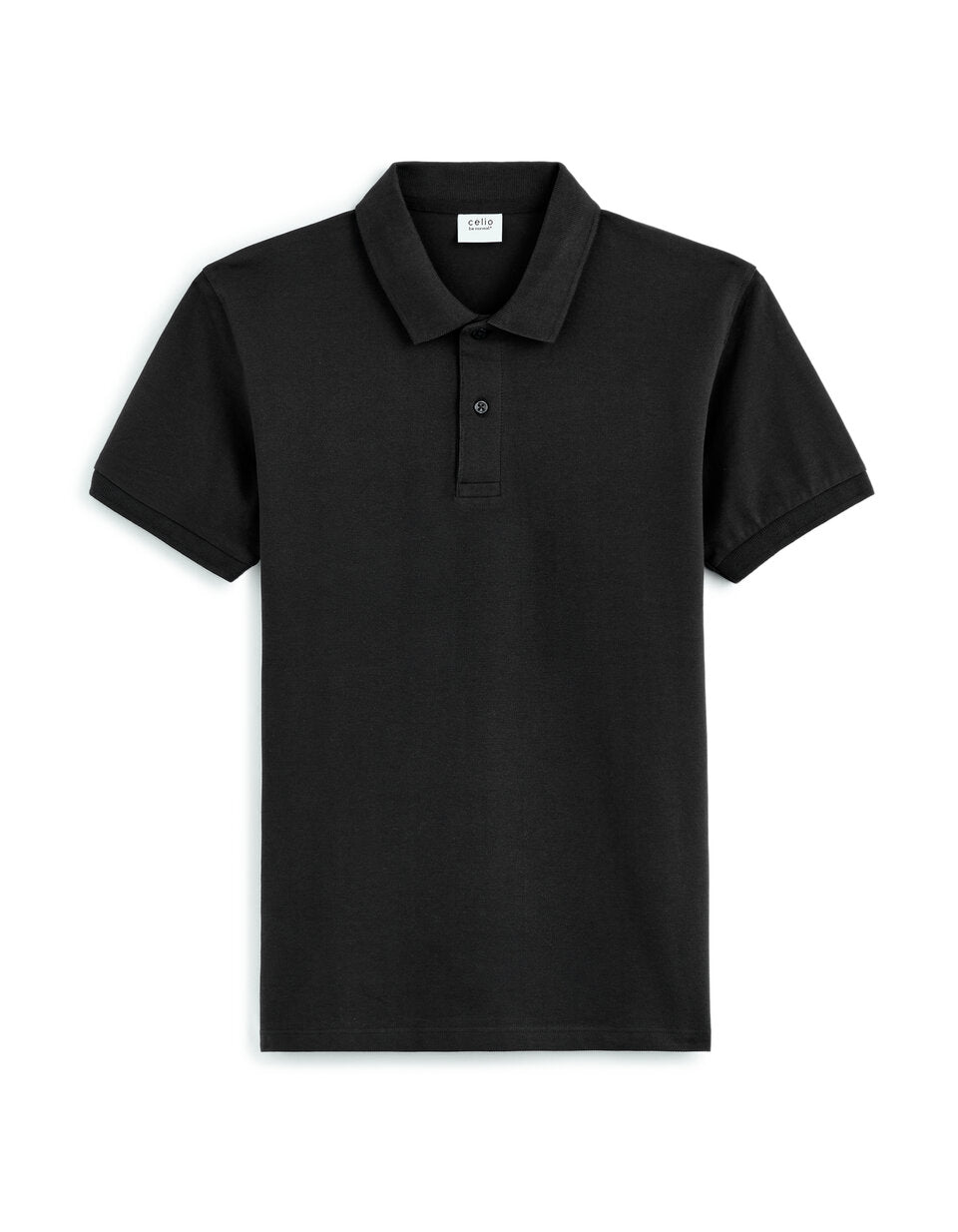 Regular-Fit Pure Cotton Pique Polo Shirt - Black — view 1