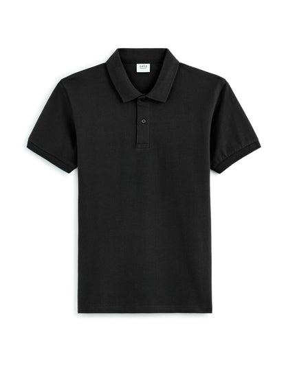 Regular-Fit Pure Cotton Pique Polo Shirt - Black — view 1