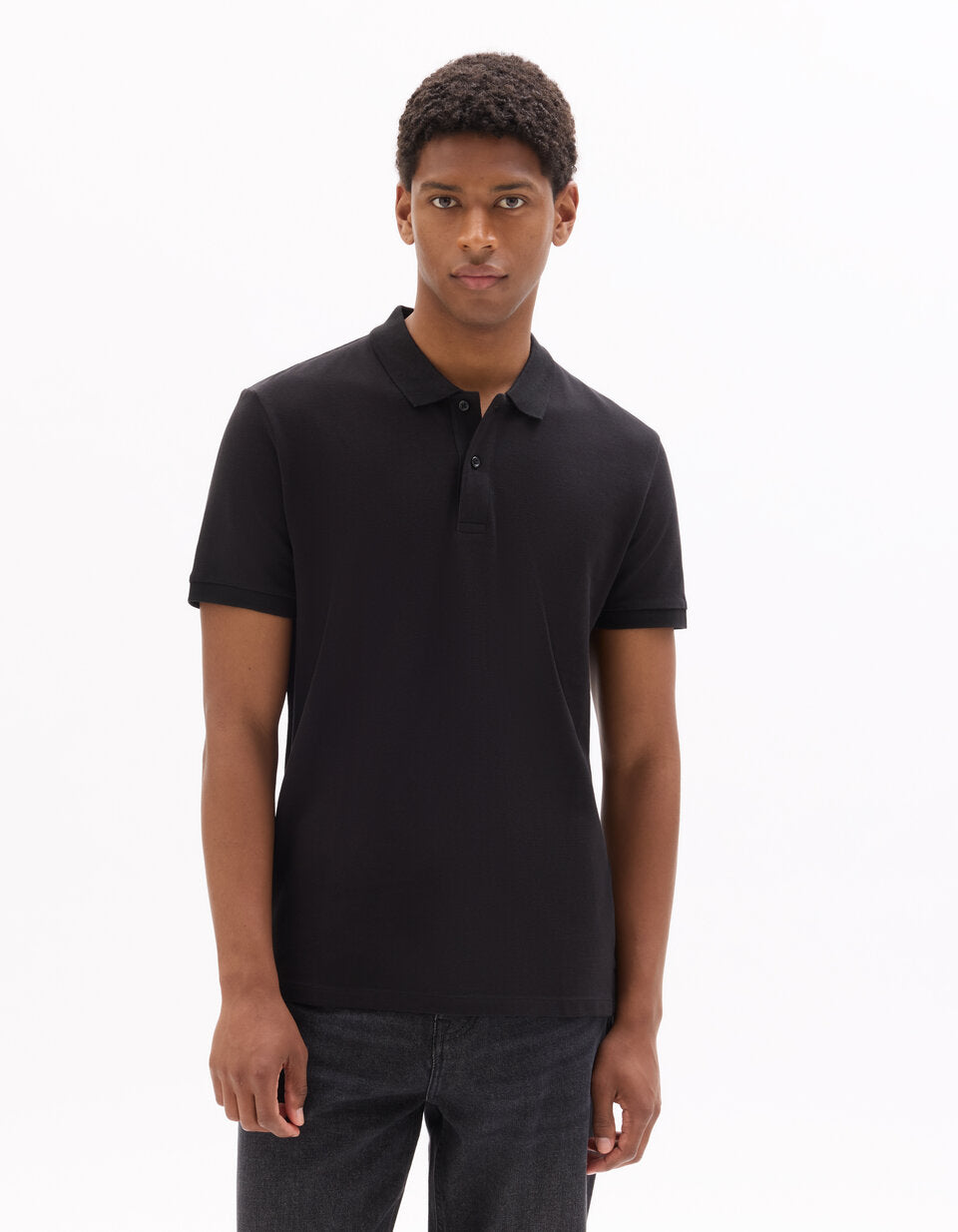 Regular-Fit Pure Cotton Pique Polo Shirt - Black — view 2