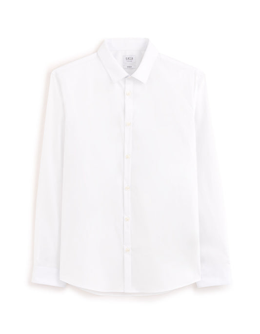 Extra-Slim Stretch Cotton Shirt - White — view 1