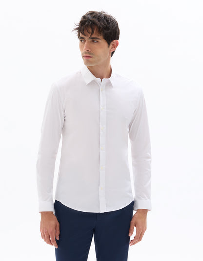 Extra-Slim Stretch Cotton Shirt - White — view 2