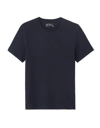 Regular-Fit Pure Cotton Crew-Neck T-Shirt - Dark Navy — view 1