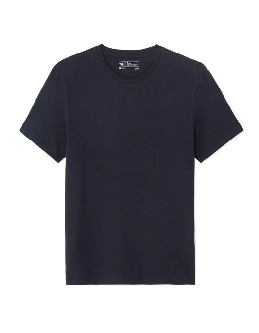 Regular-Fit Pure Cotton Crew-Neck T-Shirt - Dark Navy — view 1
