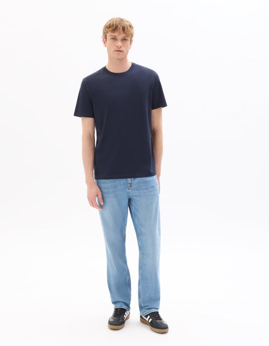 Regular-Fit Pure Cotton Crew-Neck T-Shirt - Dark Navy — view 2