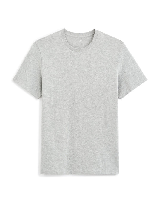 Regular-Fit Cotton-Blend Crew-Neck T-Shirt - Heather Grey — view 1
