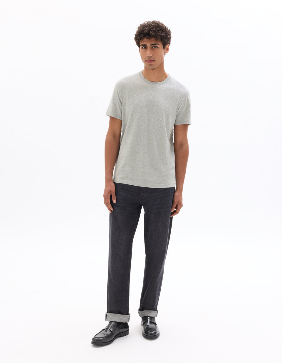 Regular-Fit Cotton-Blend Crew-Neck T-Shirt - Heather Grey — view 3