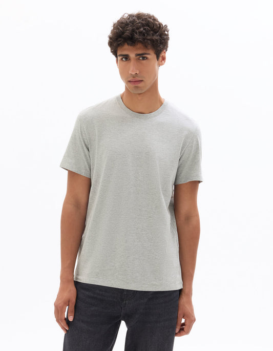 Regular-Fit Cotton-Blend Crew-Neck T-Shirt - Heather Grey — view 2