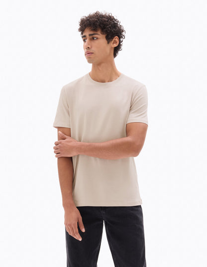 Regular-Fit Pure Cotton Crew-Neck T-Shirt - Beige — view 3