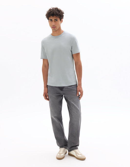 Regular-Fit Pure Cotton Crew-Neck T-Shirt - Light Blue — view 2