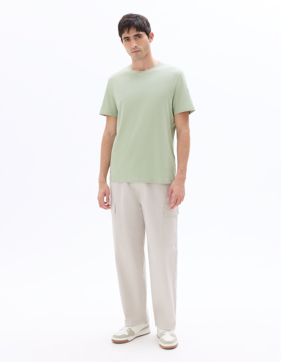 Regular-Fit Pure Cotton Crew-Neck T-Shirt - Light Green — view 2