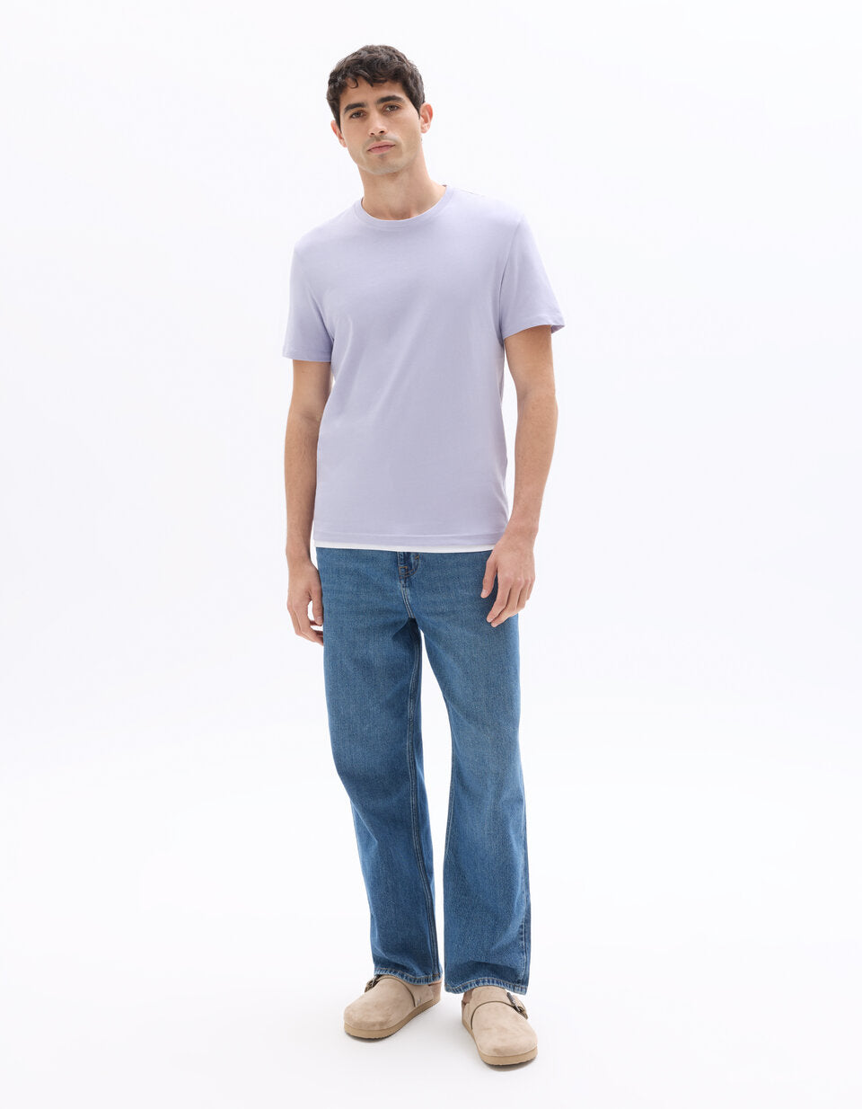 Regular-Fit Pure Cotton Crew-Neck T-Shirt - Purple — view 3
