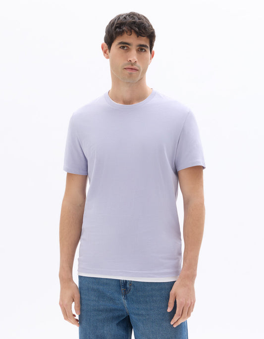 Regular-Fit Pure Cotton Crew-Neck T-Shirt - Purple — view 2