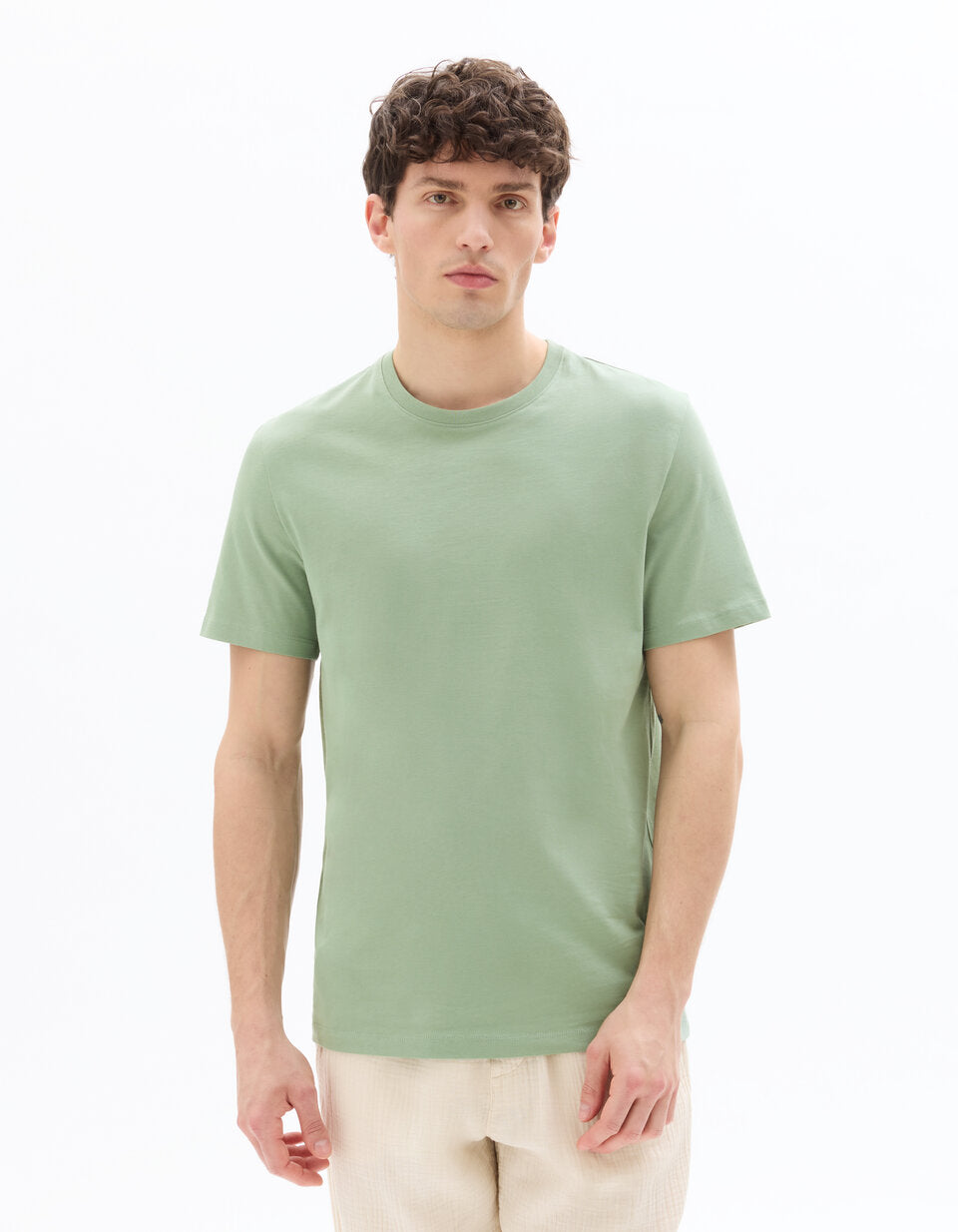 Regular-Fit Pure Cotton Crew-Neck T-Shirt - Green — view 2